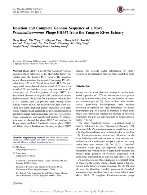 ph357|Isolation and Complete Genome Sequence of a Novel.